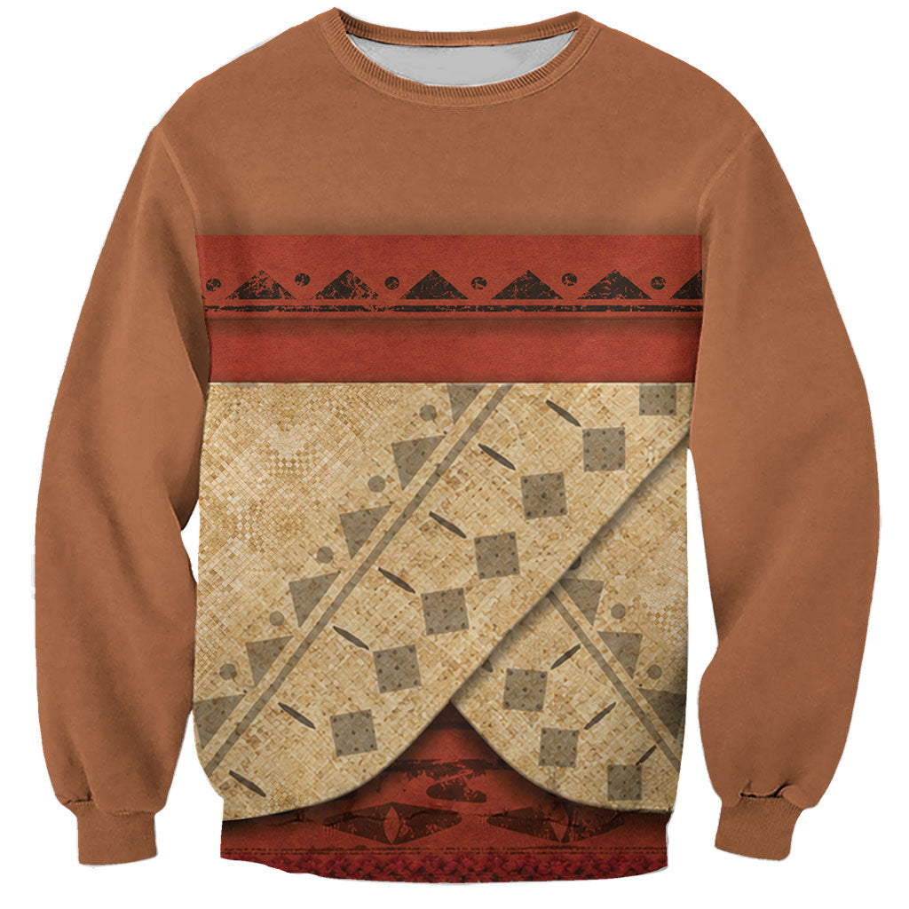 Island Elder Inspired Costume Sweatshirt Polynesian Tribal Pattern