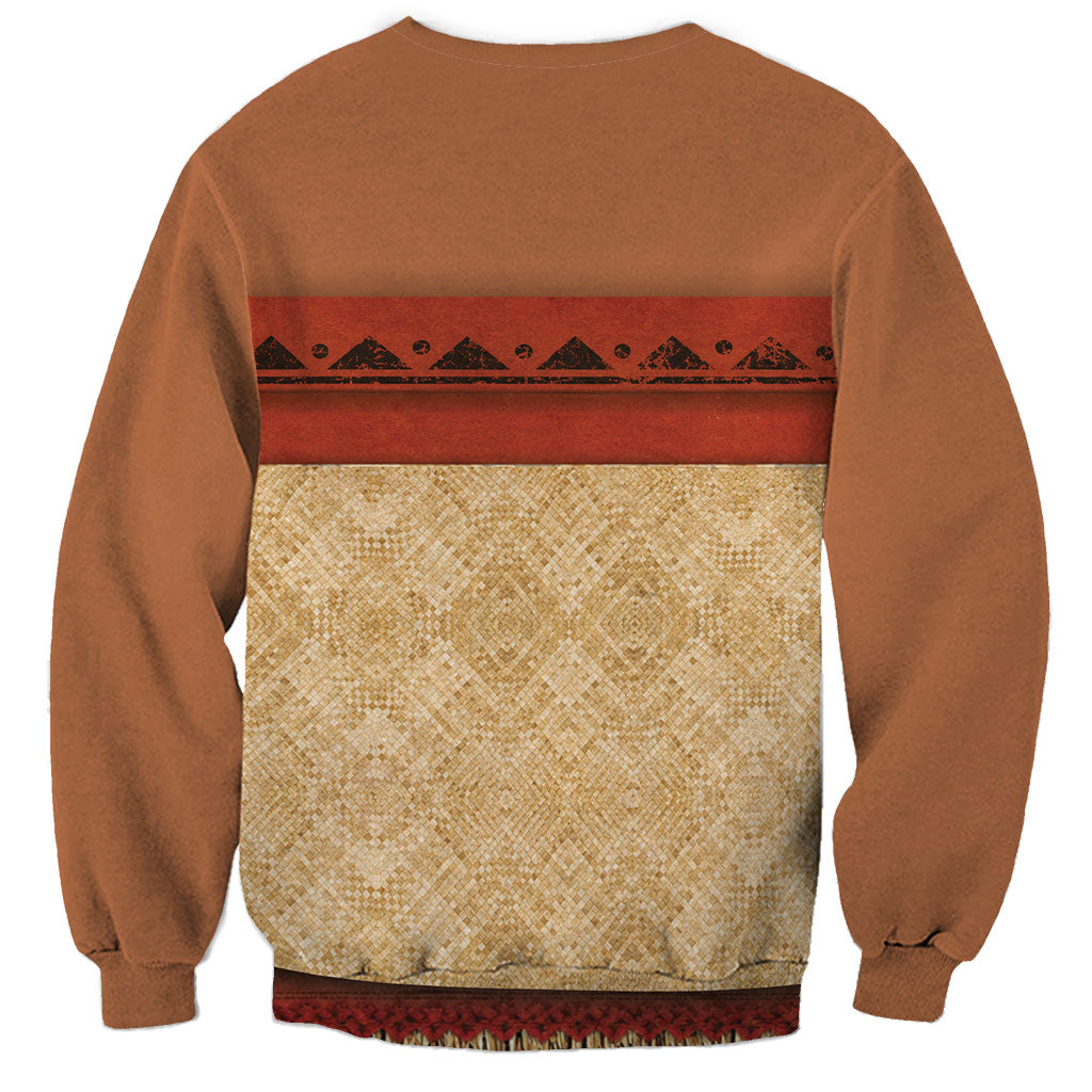 Island Elder Inspired Costume Sweatshirt Polynesian Tribal Pattern