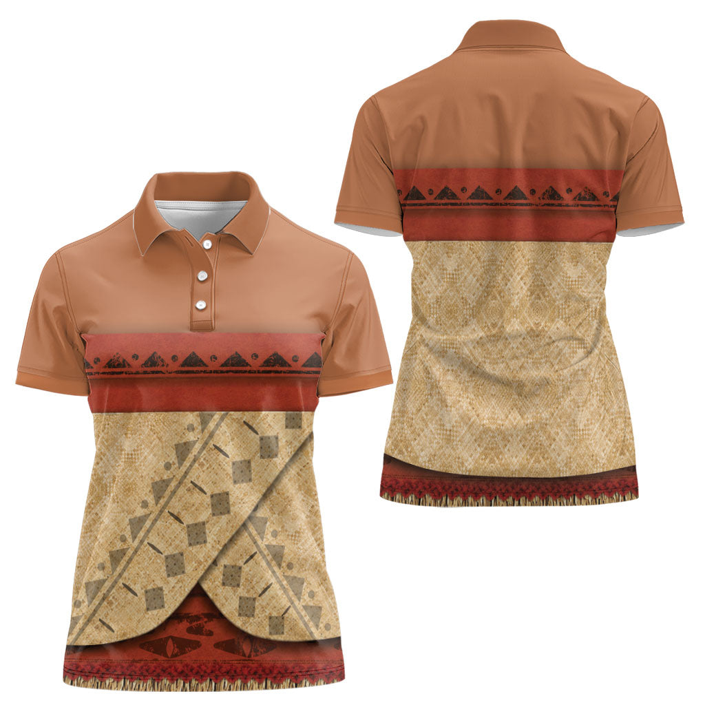 Island Elder Inspired Costume Women Polo Shirt Polynesian Tribal Pattern