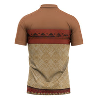 Island Elder Inspired Costume Zipper Polo Shirt Polynesian Tribal Pattern