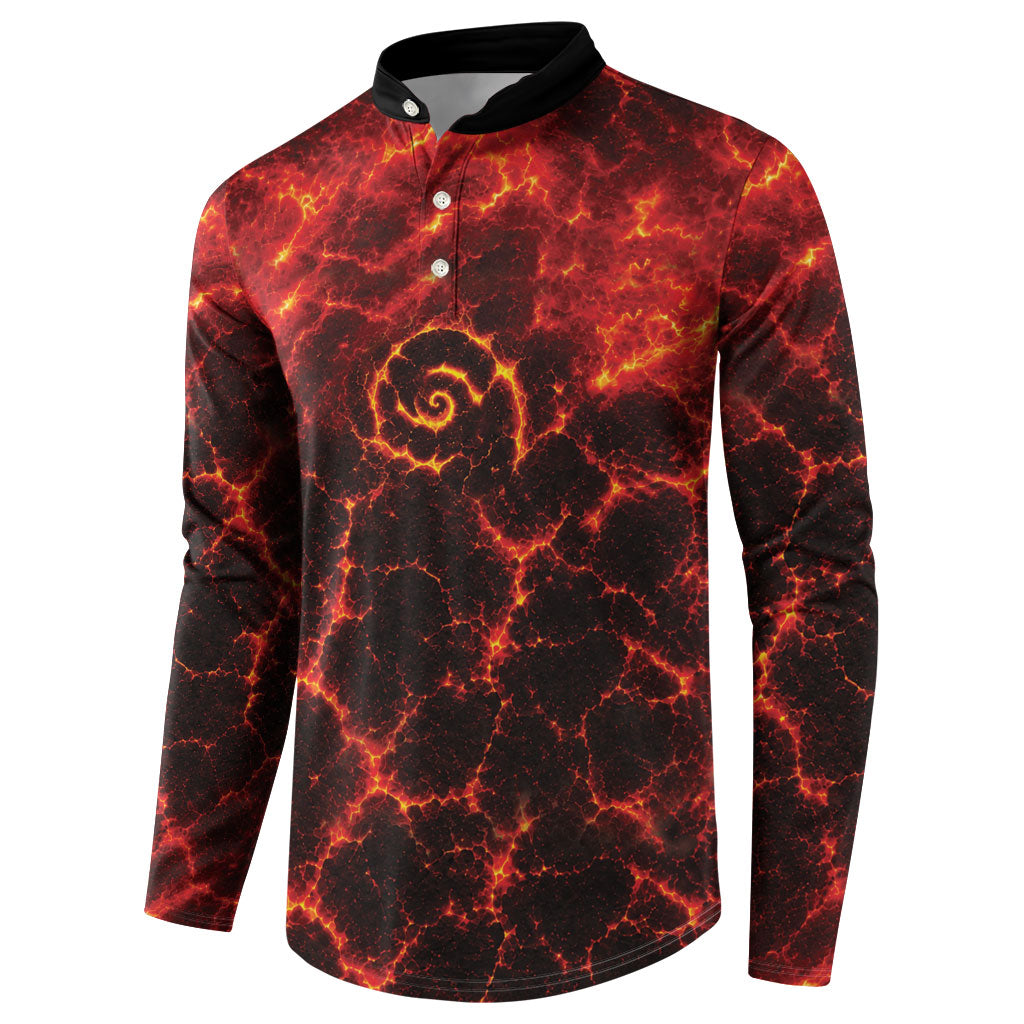 Lava Monster Costume Button Sweatshirt Fiery Lava Spiral