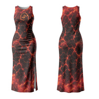 Lava Monster Costume Couples Matching Tank Maxi Dress and Hawaiian Shirt Fiery Lava Spiral