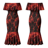 Lava Monster Costume Family Matching Mermaid Dress and Hawaiian Shirt Fiery Lava Spiral