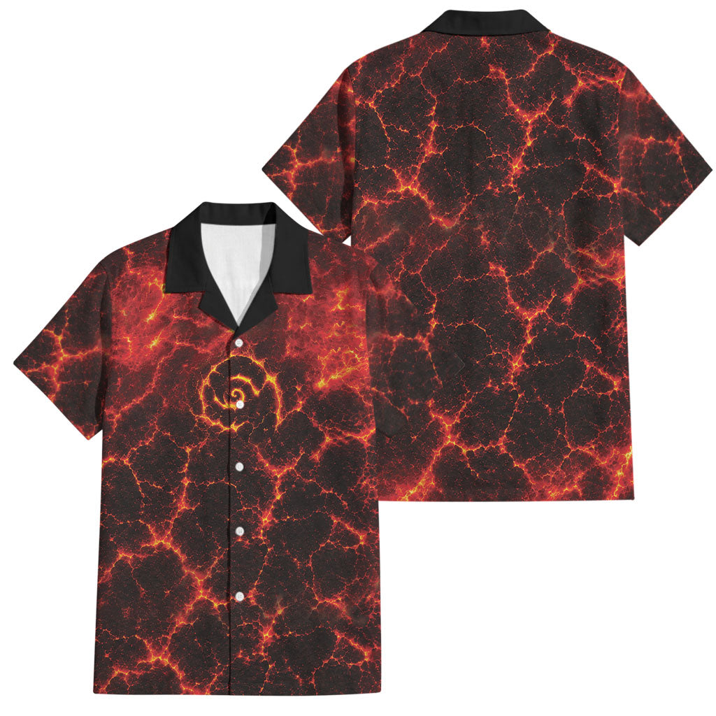 Lava Monster Costume Family Matching Summer Maxi Dress and Hawaiian Shirt Fiery Lava Spiral
