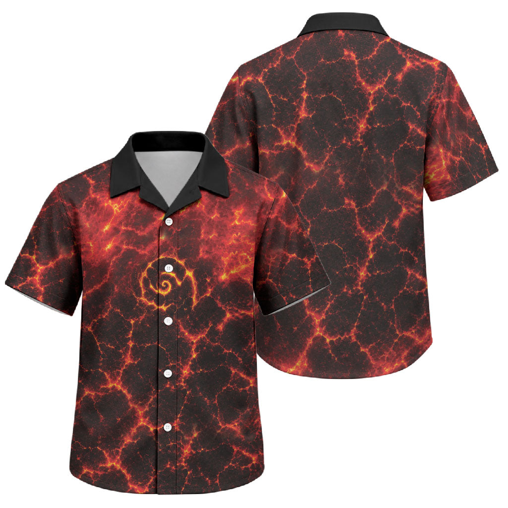 Lava Monster Costume Family Matching Summer Maxi Dress and Hawaiian Shirt Fiery Lava Spiral