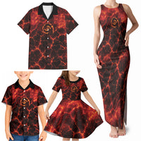Lava Monster Costume Family Matching Tank Maxi Dress and Hawaiian Shirt Fiery Lava Spiral
