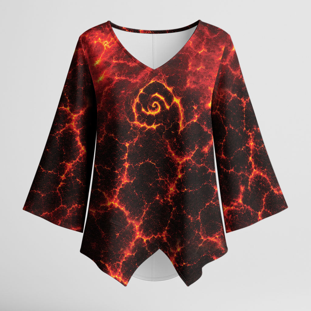 Lava Monster Costume Kimono Sleeve Blouse Fiery Lava Spiral