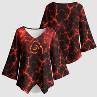 Lava Monster Costume Kimono Sleeve Blouse Fiery Lava Spiral