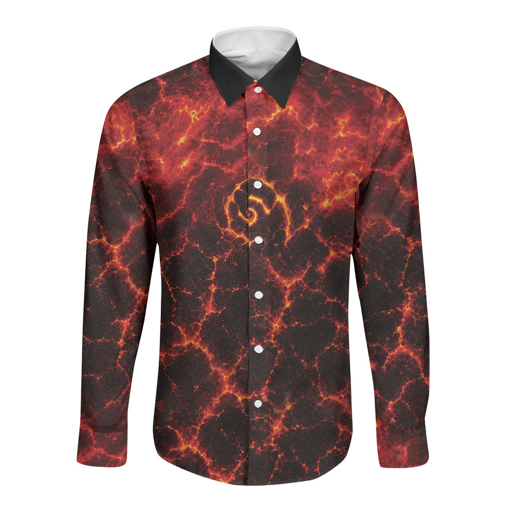 Lava Monster Costume Long Sleeve Button Shirt Fiery Lava Spiral