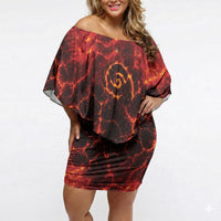 Lava Monster Costume Off Shoulder Short Dress Fiery Lava Spiral