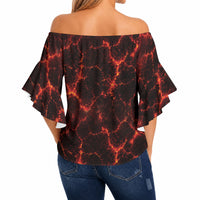Lava Monster Costume Off Shoulder Wrap Waist Top Fiery Lava Spiral