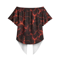 Lava Monster Costume Off Shoulder Wrap Waist Top Fiery Lava Spiral