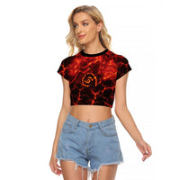 Lava Monster Costume Raglan Cropped T Shirt Fiery Lava Spiral