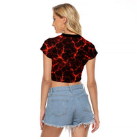 Lava Monster Costume Raglan Cropped T Shirt Fiery Lava Spiral