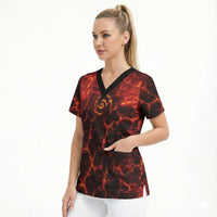 Lava Monster Costume Scrub Top Fiery Lava Spiral