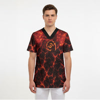 Lava Monster Costume Scrub Top Fiery Lava Spiral