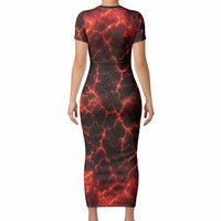 Lava Monster Costume Short Sleeve Bodycon Dress Fiery Lava Spiral