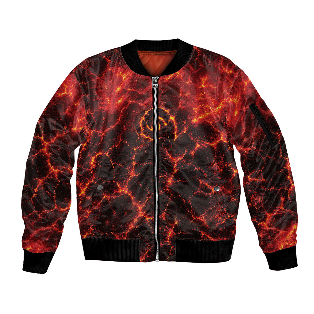 Lava Monster Costume Sleeve Zip Bomber Jacket Fiery Lava Spiral