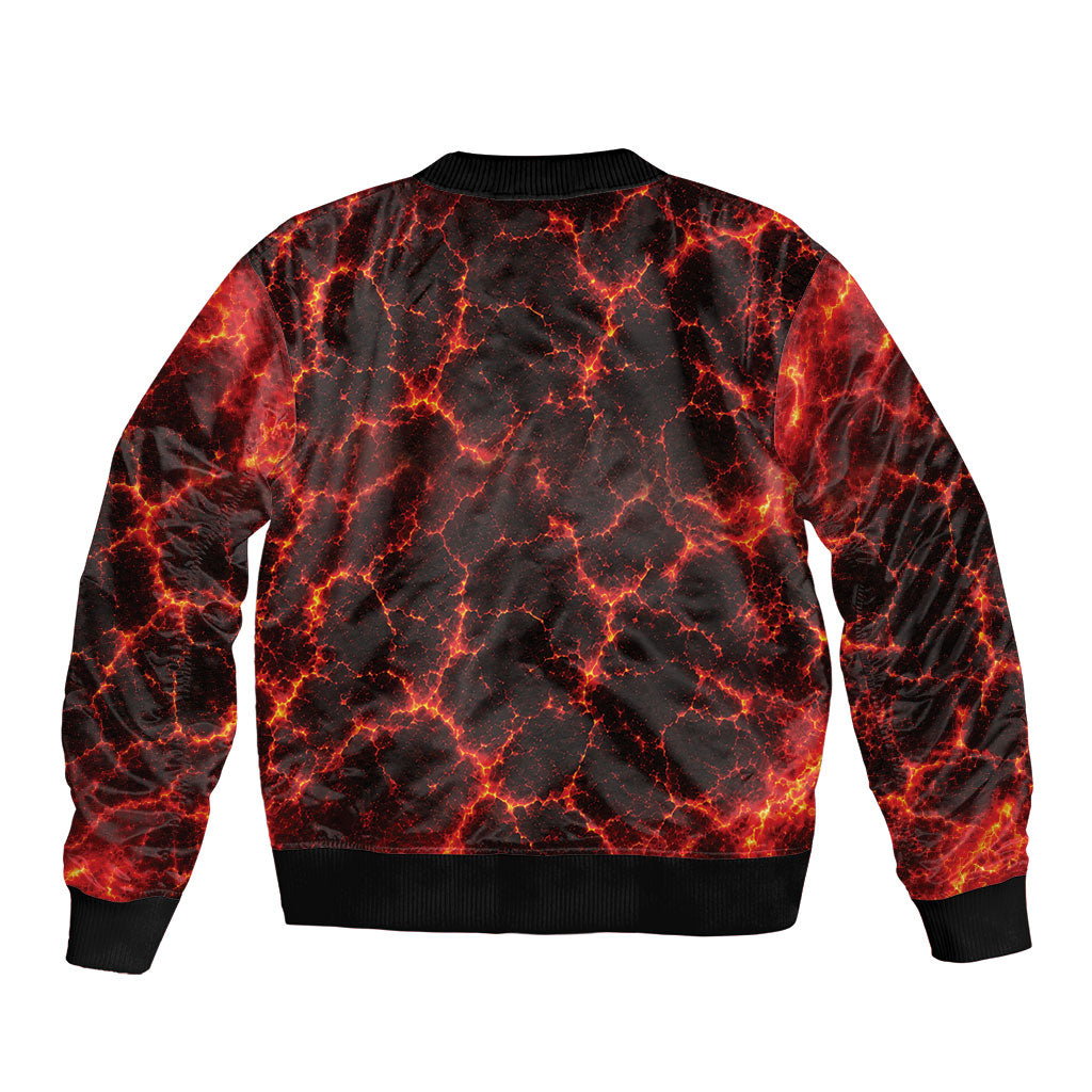 Lava Monster Costume Sleeve Zip Bomber Jacket Fiery Lava Spiral