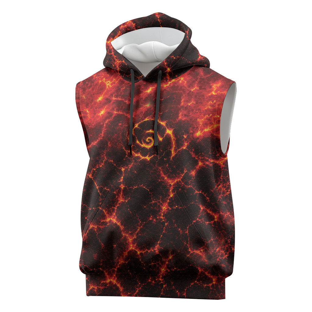 Lava Monster Costume Sleeveless Hoodie Fiery Lava Spiral