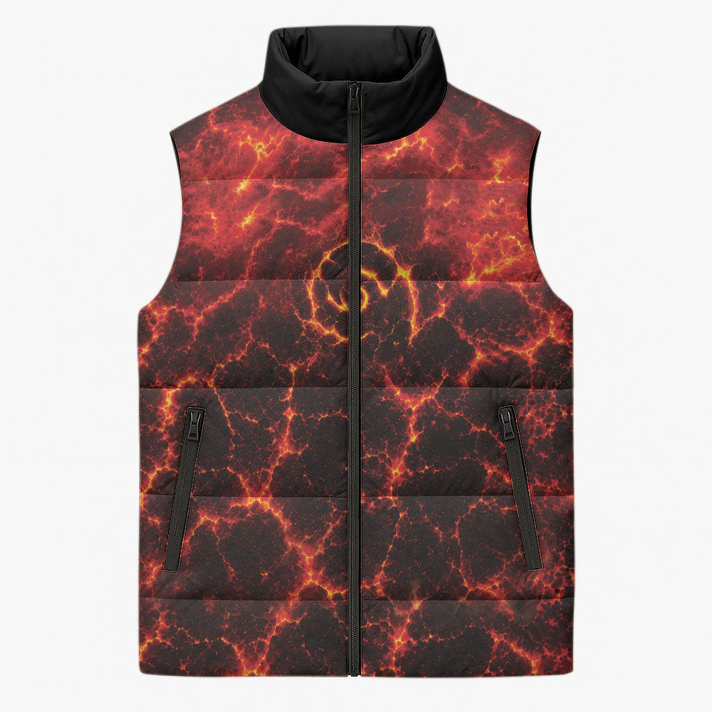 Lava Monster Costume Sleeveless Puffer Jacket Fiery Lava Spiral