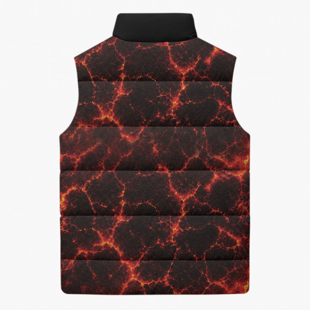 Lava Monster Costume Sleeveless Puffer Jacket Fiery Lava Spiral