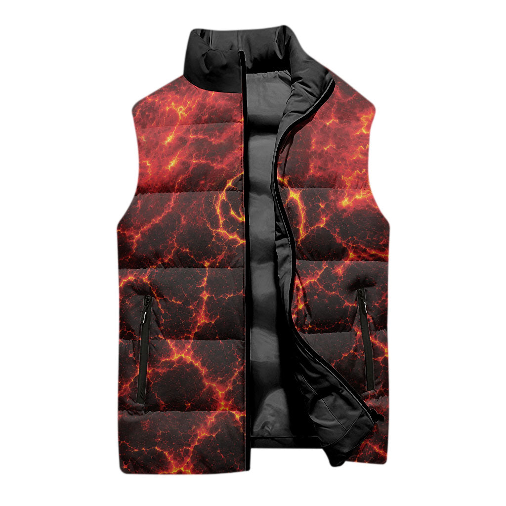 Lava Monster Costume Sleeveless Puffer Jacket Fiery Lava Spiral