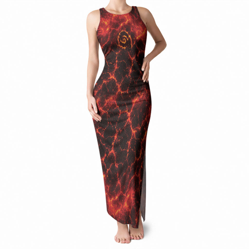 Lava Monster Costume Tank Maxi Dress Fiery Lava Spiral