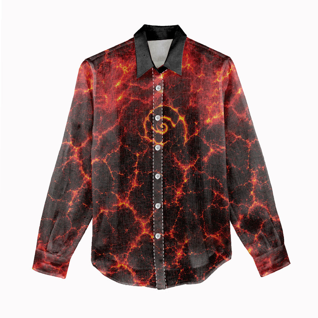 Lava Monster Costume Women Casual Shirt Fiery Lava Spiral