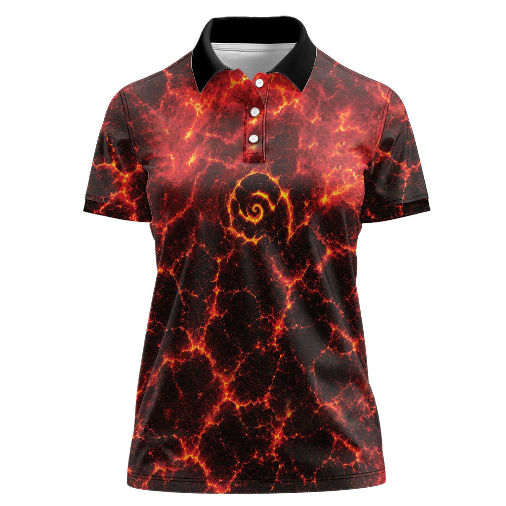 Lava Monster Costume Women Polo Shirt Fiery Lava Spiral
