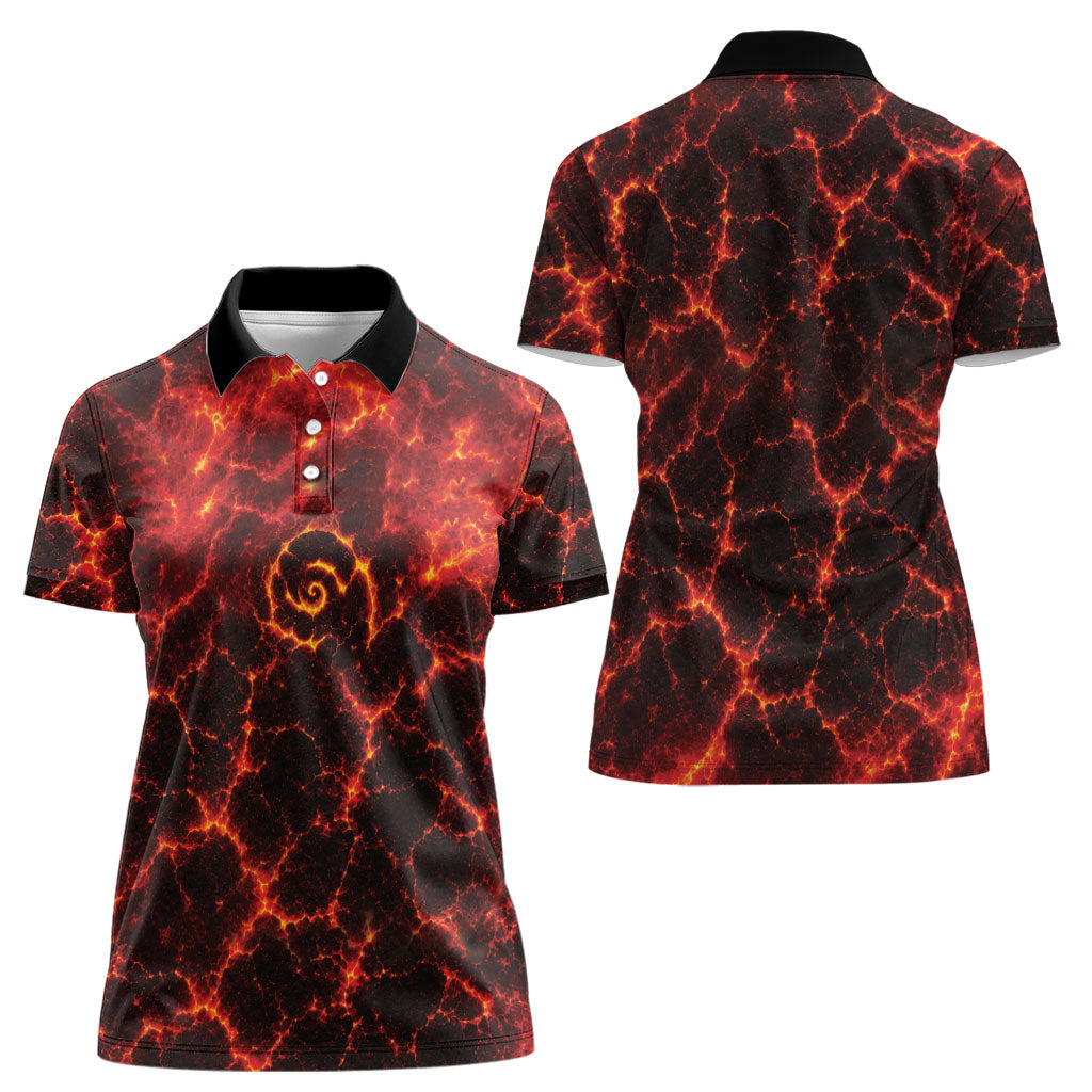 Lava Monster Costume Women Polo Shirt Fiery Lava Spiral