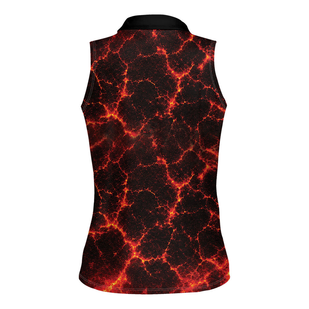 Lava Monster Costume Women Sleeveless Polo Shirt Fiery Lava Spiral
