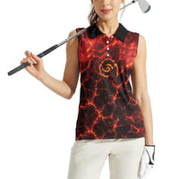 Lava Monster Costume Women Sleeveless Polo Shirt Fiery Lava Spiral