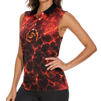 Lava Monster Costume Women Sleeveless Polo Shirt Fiery Lava Spiral