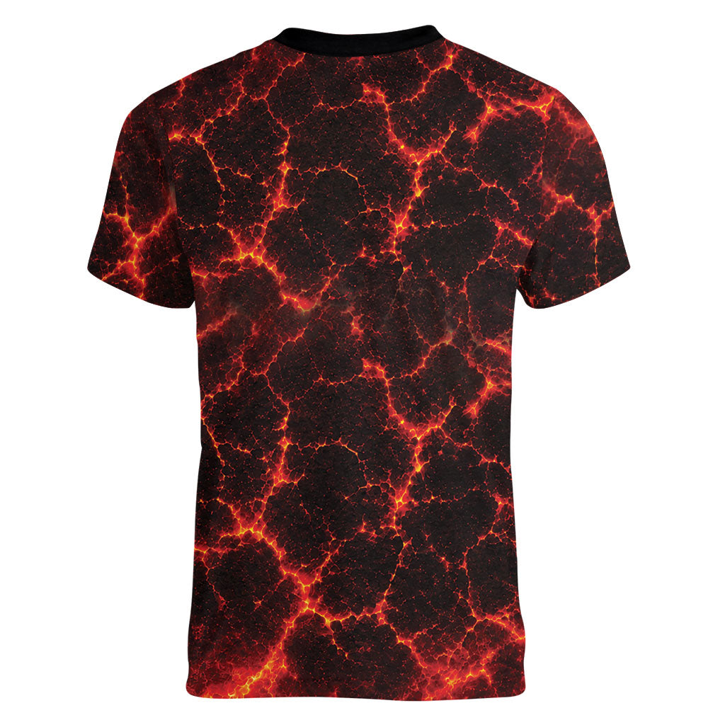 Lava Monster Costume Women V-Neck T-Shirt Fiery Lava Spiral