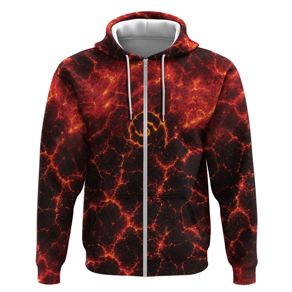 Lava Monster Costume Zip Hoodie Fiery Lava Spiral