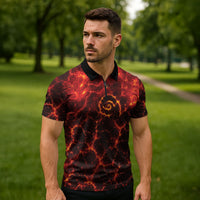 Lava Monster Costume Zipper Polo Shirt Fiery Lava Spiral