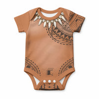 Polynesian Chief Inspired Costume Baby Onesie Tribal Pattern With Tooth Necklace
