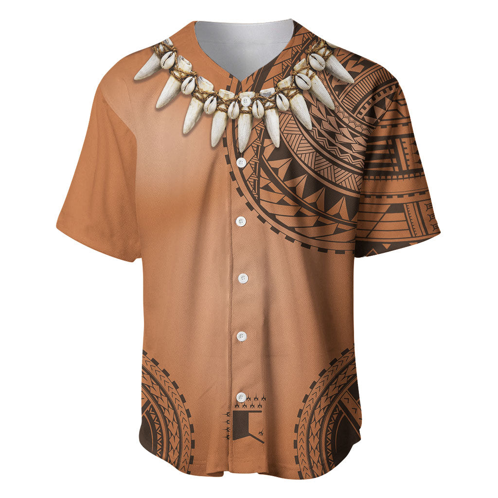 Polynesian Chief Inspired Costume Baseball Jersey Tribal Pattern With Tooth Necklace