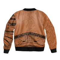 Polynesian Chief Inspired Costume Bomber Jacket Tribal Pattern With Tooth Necklace