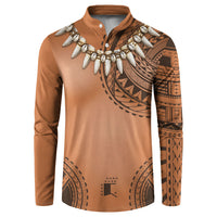 Polynesian Chief Inspired Costume Button Sweatshirt Tribal Pattern With Tooth Necklace