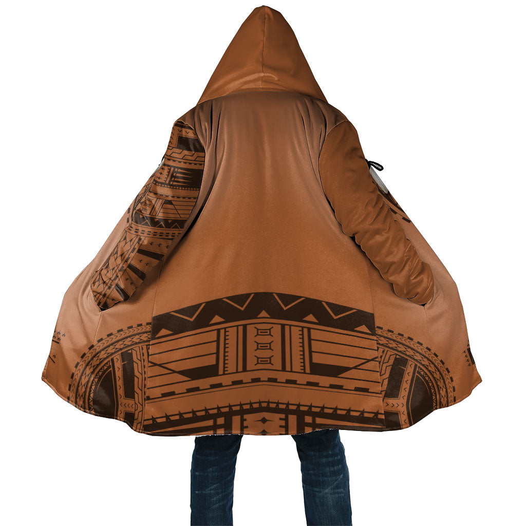 Polynesian Chief Inspired Costume Cloak Tribal Pattern With Tooth Necklace
