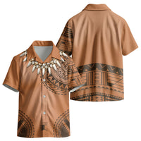 Polynesian Chief Inspired Costume Kid Hawaiian Shirt Tribal Pattern With Tooth Necklace