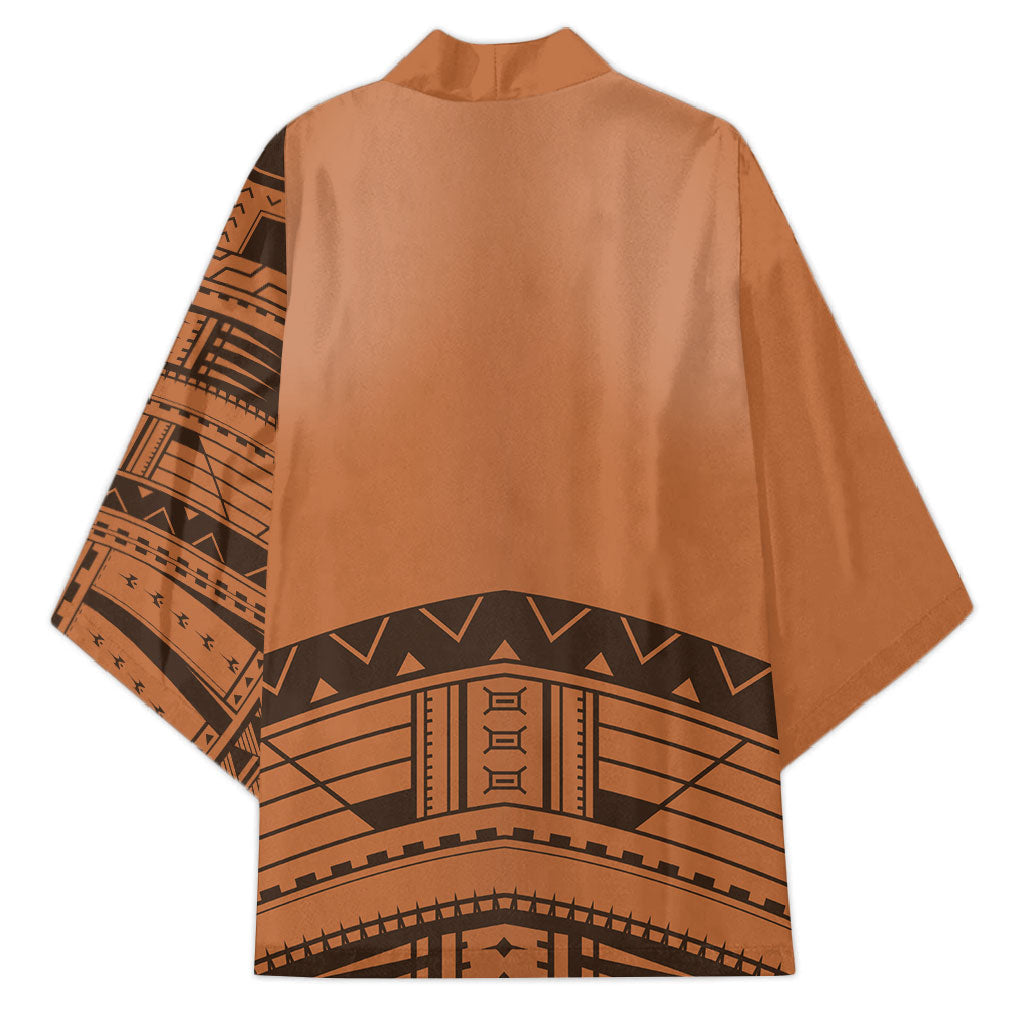 Polynesian Chief Inspired Costume Kimono Tribal Pattern With Tooth Necklace