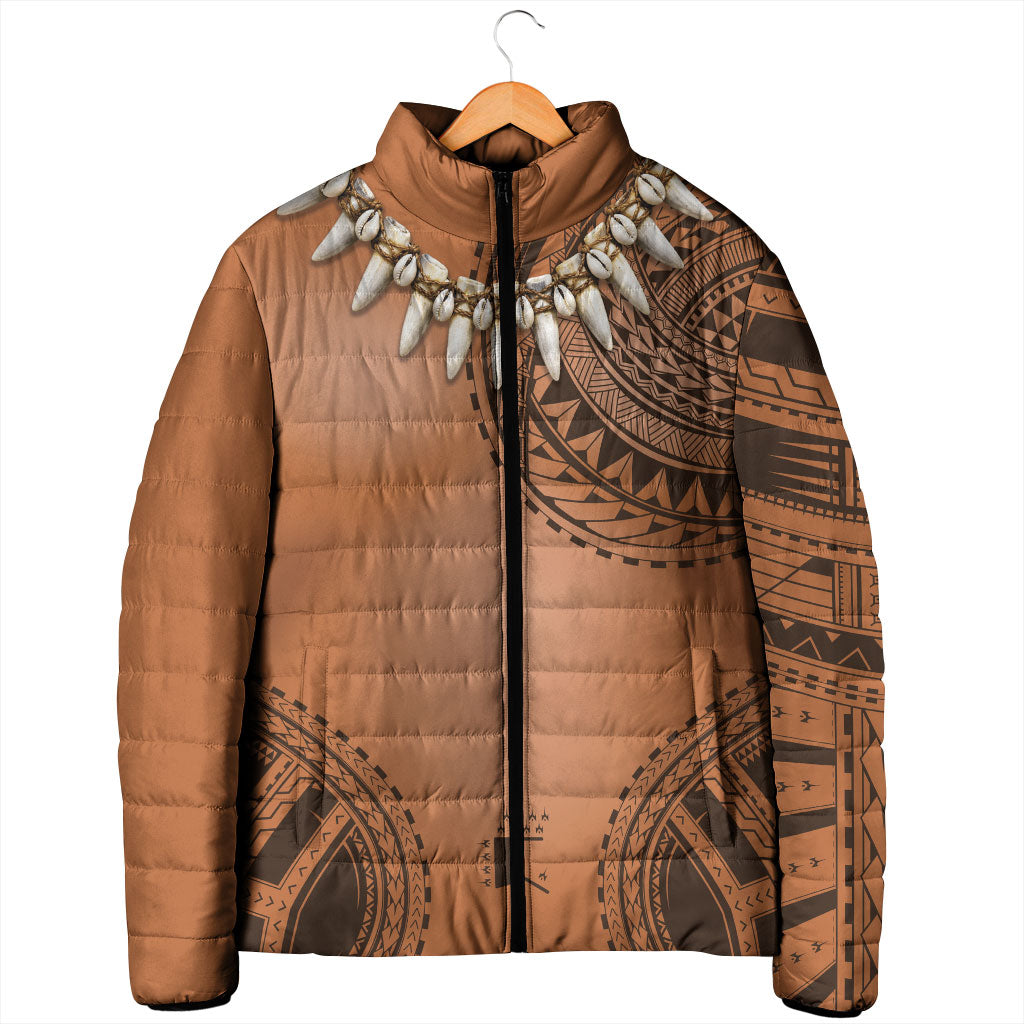 Polynesian Chief Inspired Costume Padded Jacket Tribal Pattern With Tooth Necklace