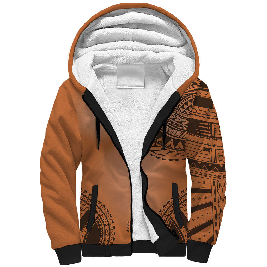 Polynesian Chief Inspired Costume Sherpa Hoodie Tribal Pattern With Tooth Necklace