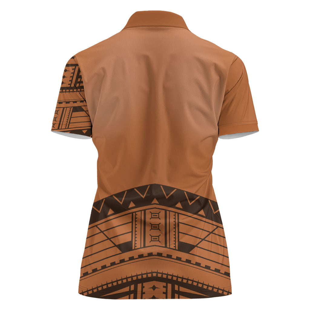 Polynesian Chief Inspired Costume Women Polo Shirt Tribal Pattern With Tooth Necklace