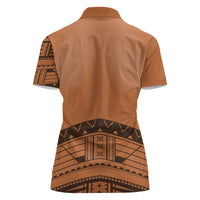 Polynesian Chief Inspired Costume Women Polo Shirt Tribal Pattern With Tooth Necklace
