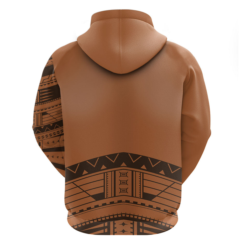 Polynesian Chief Inspired Costume Zip Hoodie Tribal Pattern With Tooth Necklace