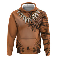 Polynesian Chief Inspired Costume Zip Hoodie Tribal Pattern With Tooth Necklace